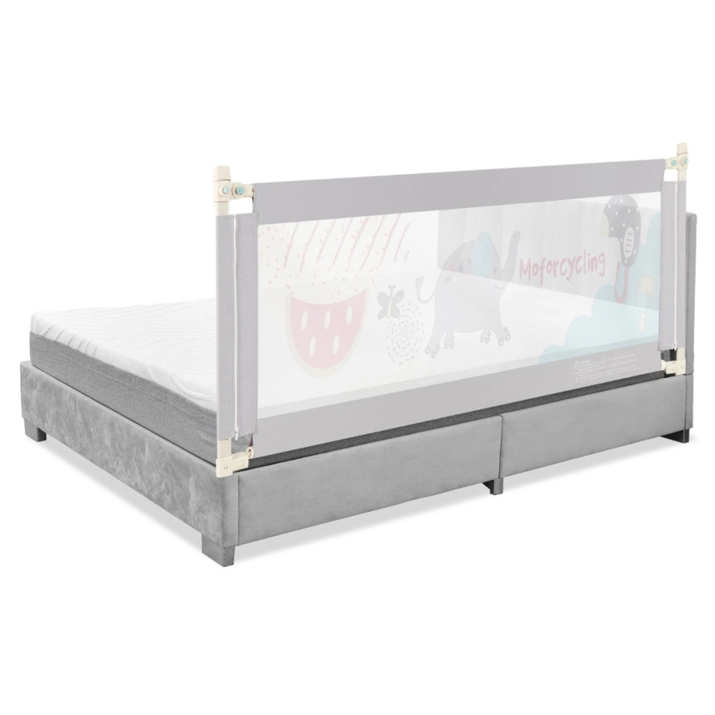 Sbarra 180cm con sollevamento verticale e doppio blocco di sicurezza, Barriera pieghevole per letto Grigio