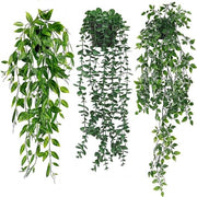 Pianta artificiale 3 vasi, eucalipto, decorazione verde per casa, bagno, agriturismo, camera da letto, parete