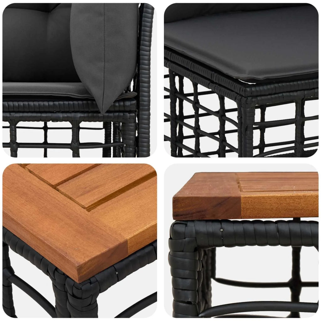 Set Divano da Giardino 7 pz Nero e Grigio scuro polyrattan 3437473