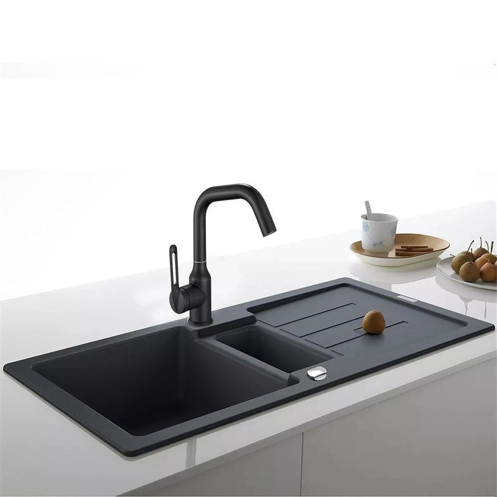 Trade Shop - Rubinetto Da Cucina Monocomando Miscelatore Girevole Lavello Nero Satinato 87258 -