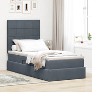Letto con contenitore e LED Grigio scuro 90 x 200 cm Velluto