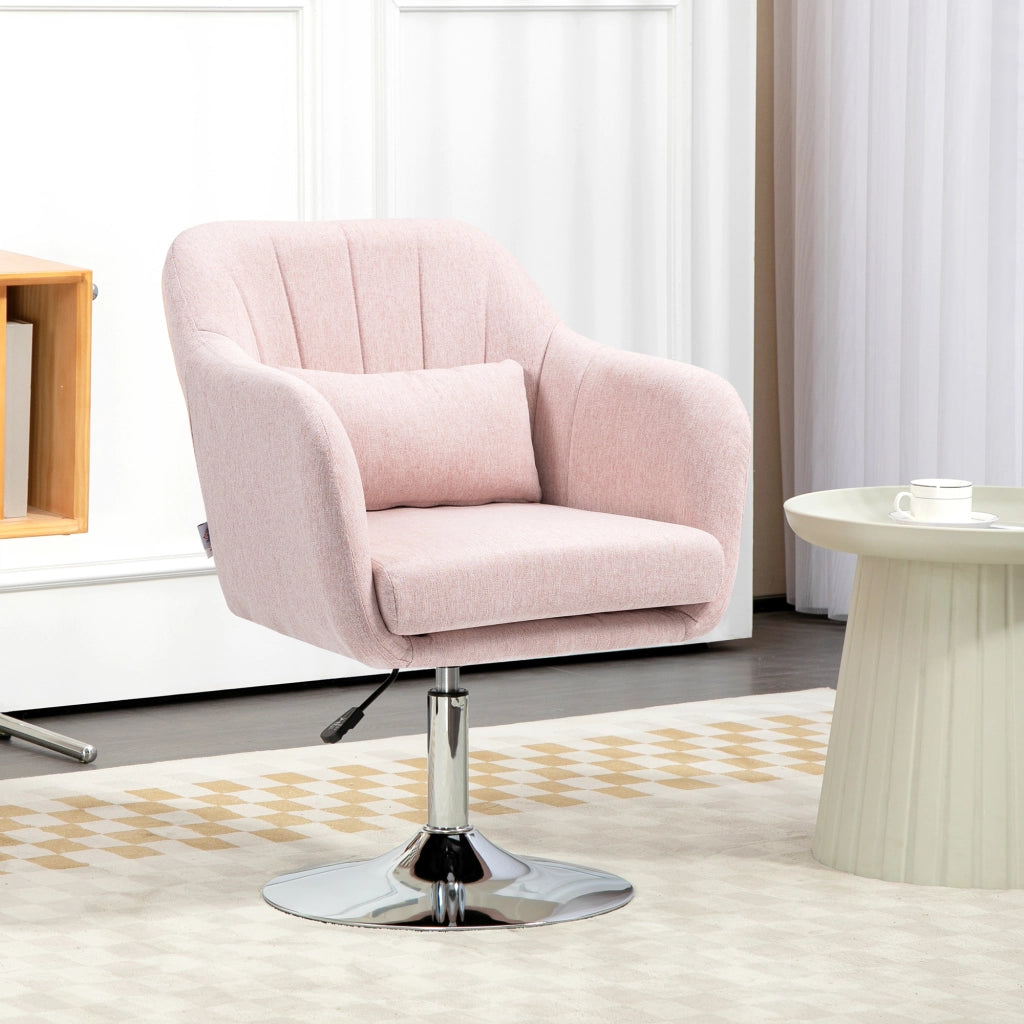 Poltrona girevole con poggiapiedi e cuscino lombare ¨C Minimal ¨C struttura in metallo, colore rosa