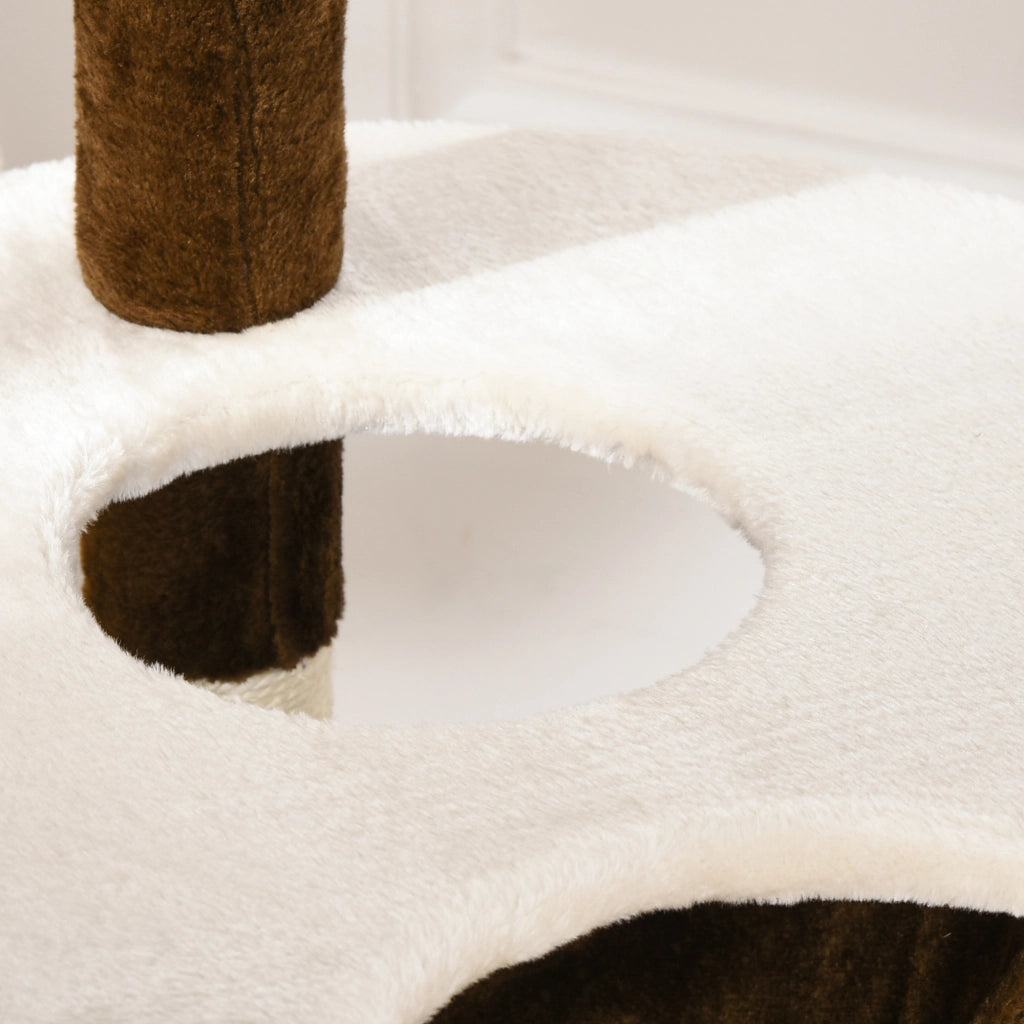 Torre per Gatti Grande con Piattaforme, Amaca e Cuscini ¨C Minimal ¨C Marrone 65x50x153 cm