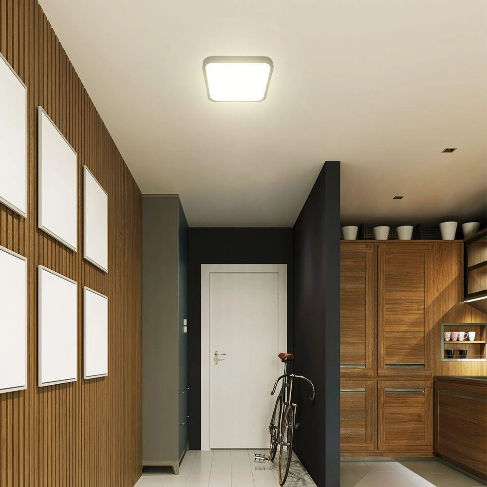 Plafoniera LED quadrata nera 18W 4000K sensore telecomando