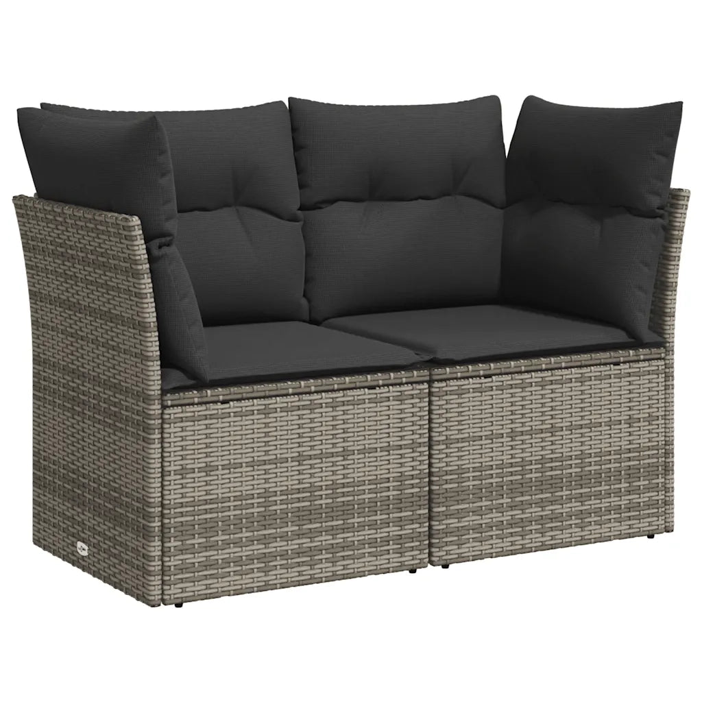 Divano da Giardino con Cuscini 2 Posti Grigio in Polyrattan 366114