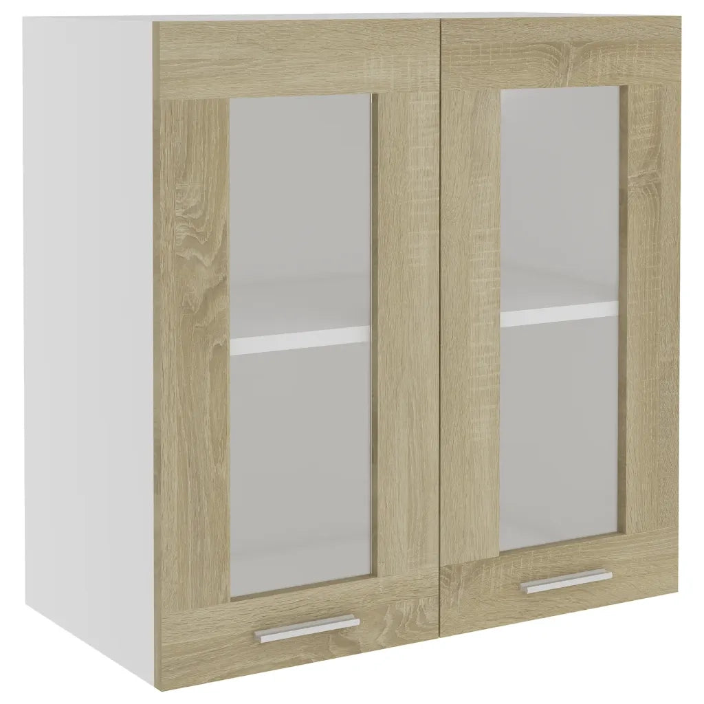 Armadio pensile | Mobile Pensile con Vetro ¡°Lyon¡± Rovere Sonoma 60x31x60 cm