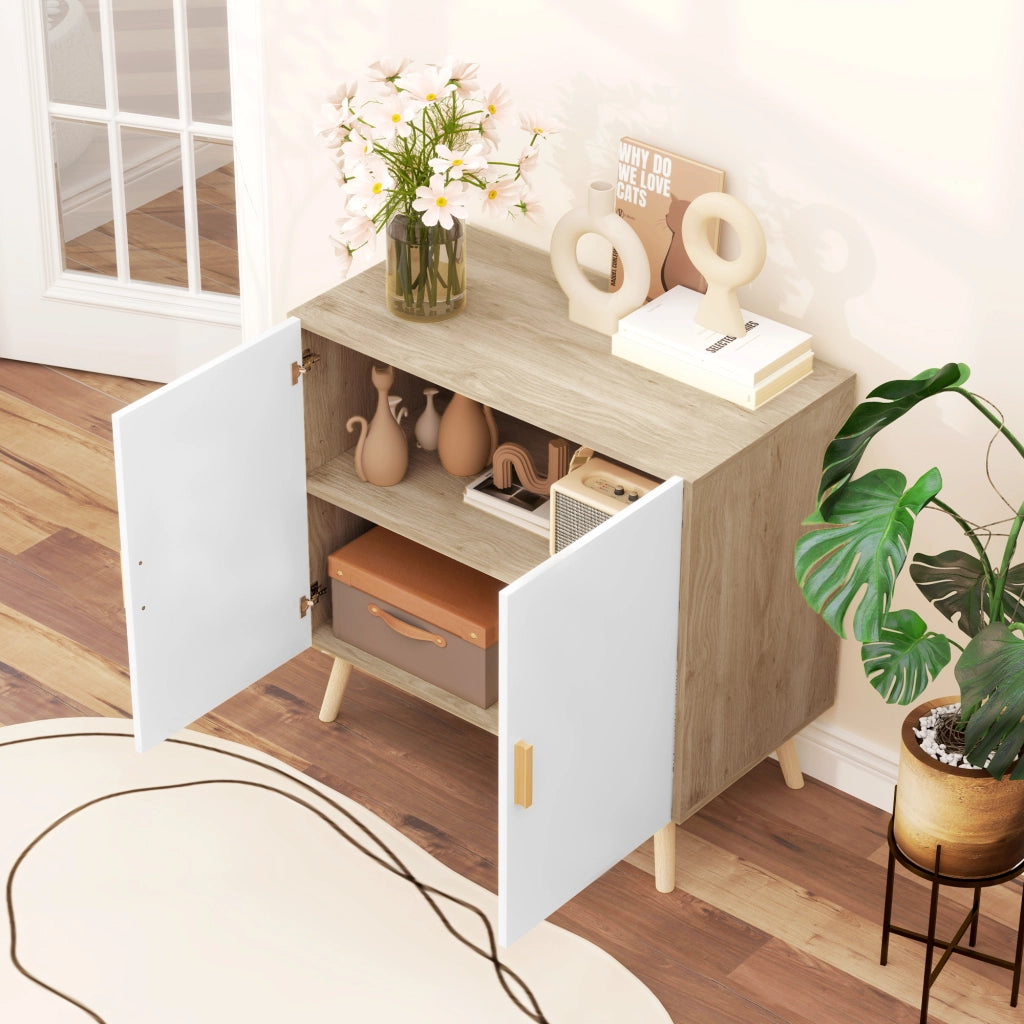 Mobile Multiuso Salvaspazio ¨C Xylo ¨C Legno Bianco e Rovere, 76x41.2x74 cm