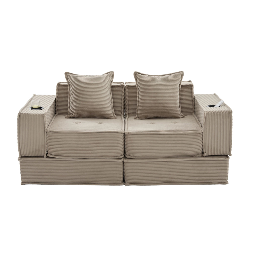 Divano Letto 2 Posti con Poggiapiedi e Cuscini ¨C MINIMAL ¨C Tessuto