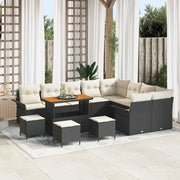 Set Divano da Giardino con cuscino 13 pcs Nero polyrattan 3362180