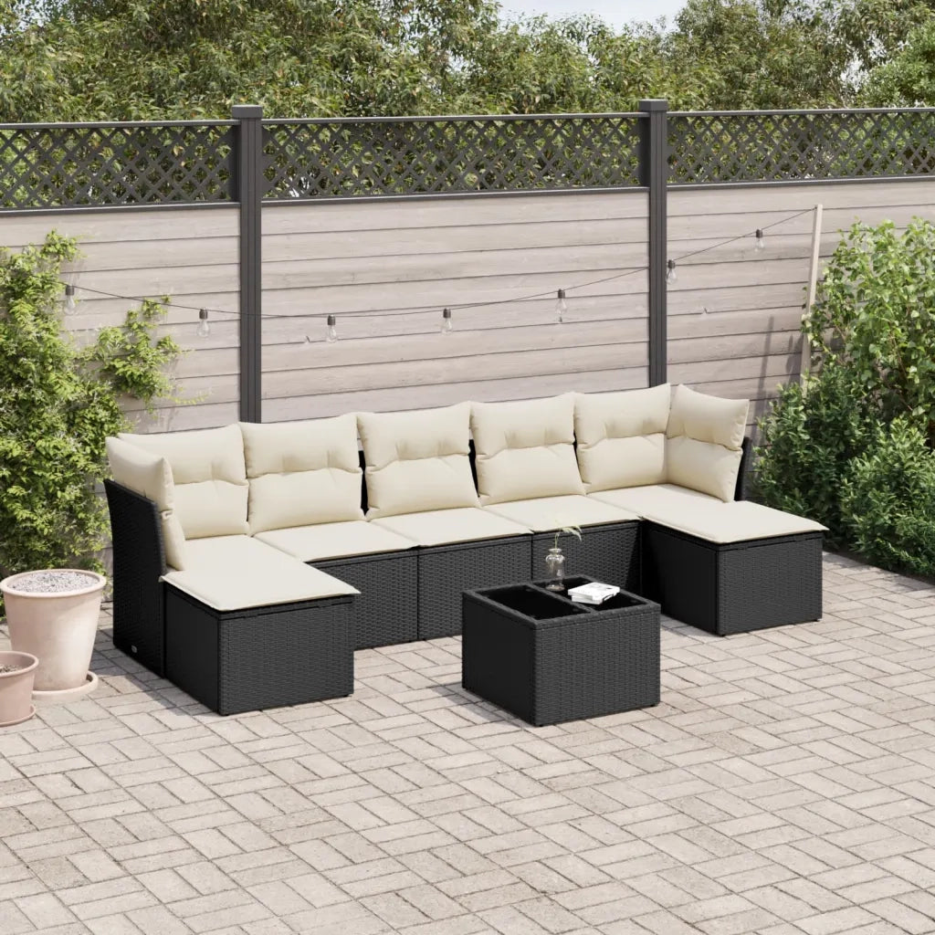 Set Divani da Giardino con Cuscini 8 pz Nero in Polyrattan 3249875