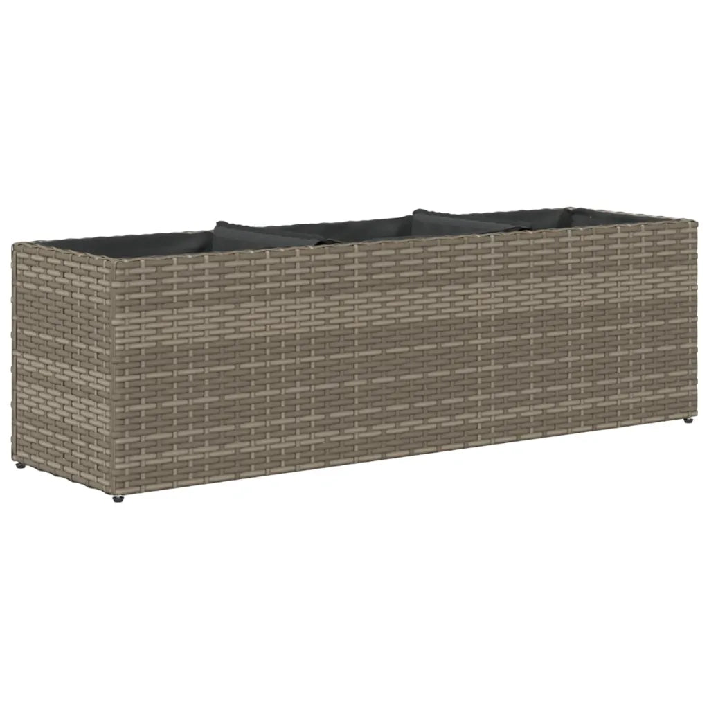 Fioriera | Cassetta per fiori | Vaso da Giardino con 3 Vasi Grigia 105x30x32 cm Polyrattan