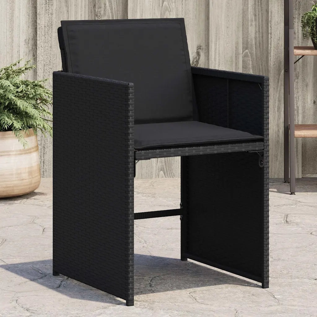 Sedie da Giardino con Cuscini 4 pz Nere in Polyrattan 364984