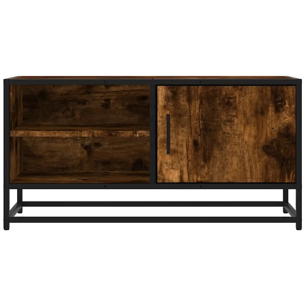 Mobile TV Rovere Fumo 80x34,5x40 cm Legno Multistrato e Metallo 848821