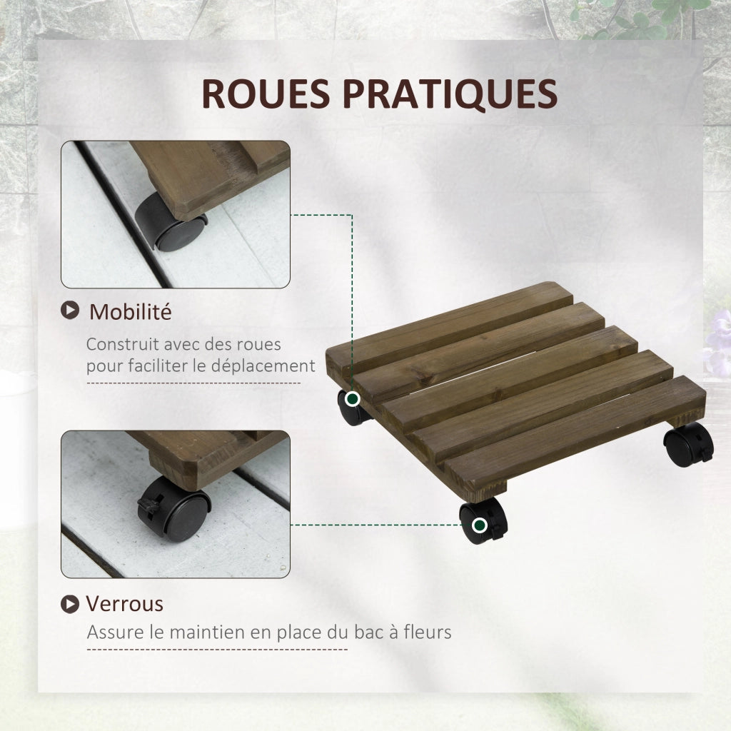 Supporto per piante con ruote ¨C zephmum ¨C quadrato, per interni ed esterni