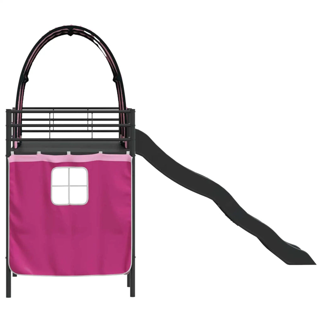 Struttura del letto loft per bambini-Giroletto per bambini Nero e rosa 100 x 190 cm 747677