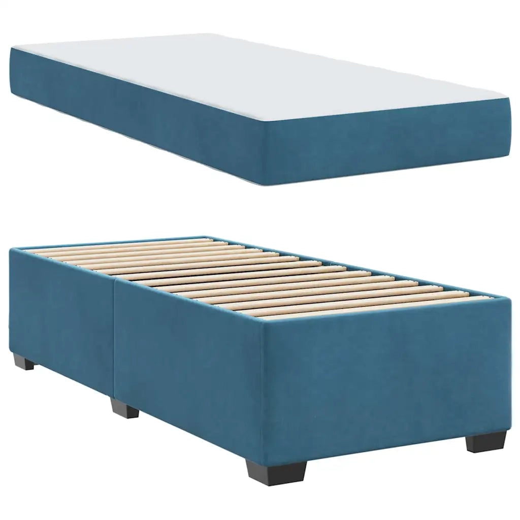 Struttura del letto con materasso Blu 80 x 200 cm Tessuto