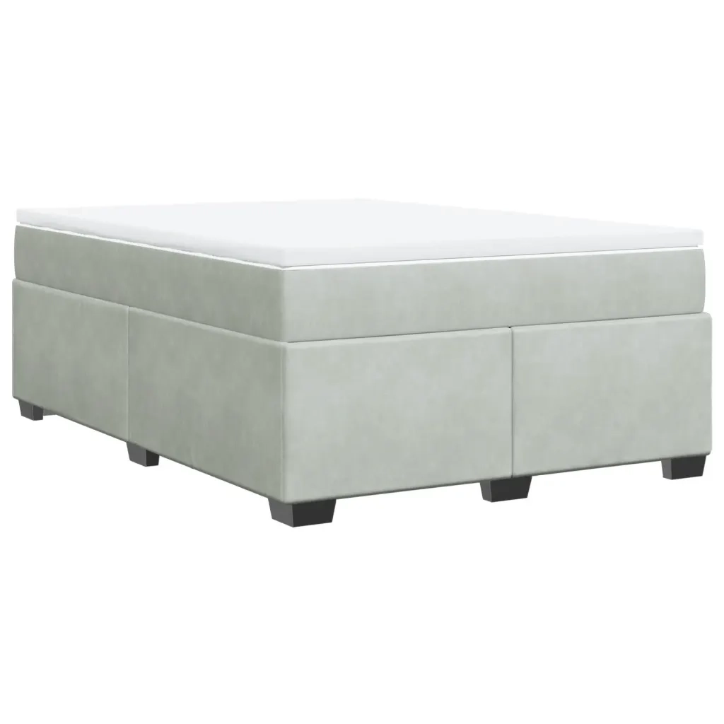 Giroletto a Molle con Materasso Grigio Chiaro 140x190cm Velluto