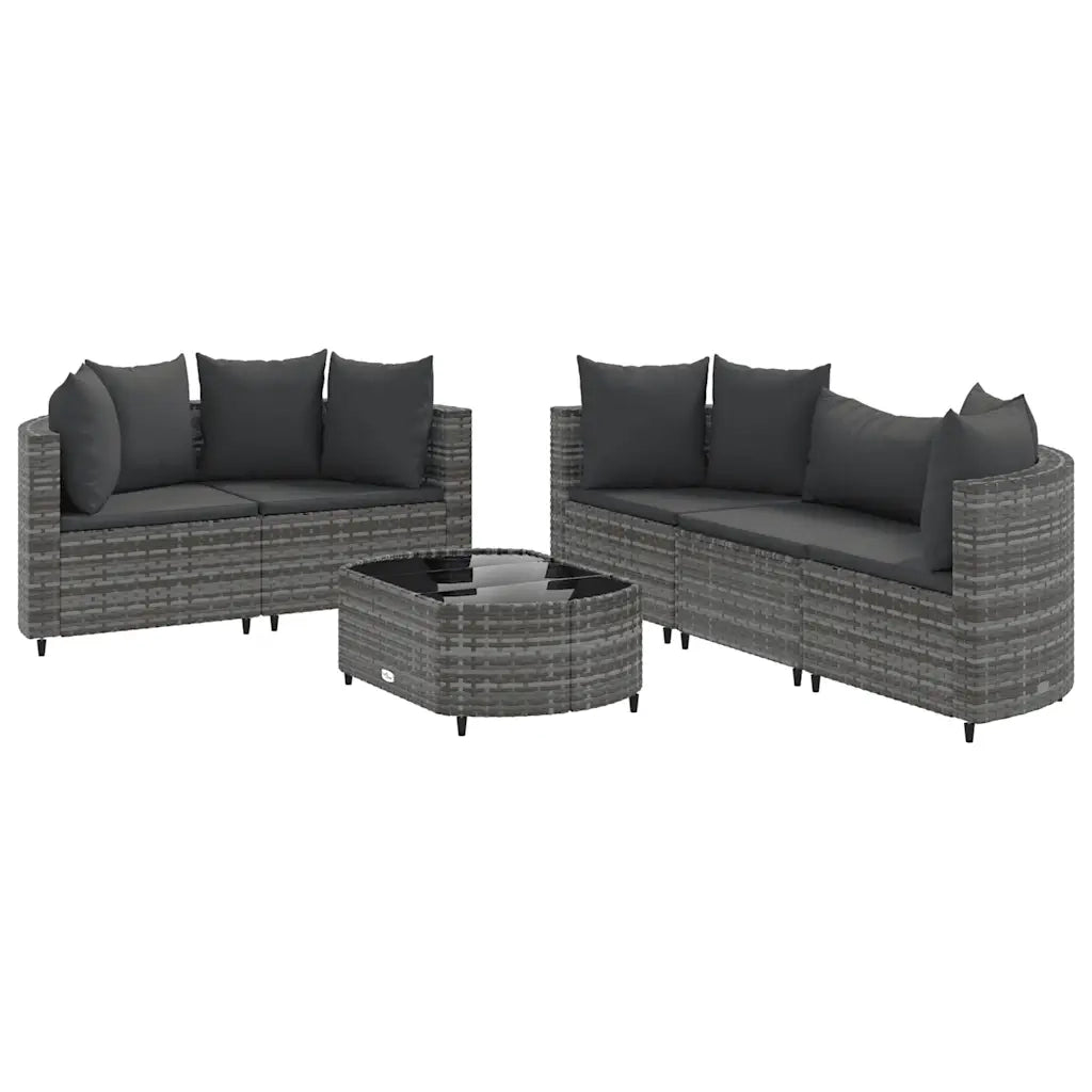 Set Divano da Giardino 6 pz con Cuscini Grigio in Polyrattan 3308418