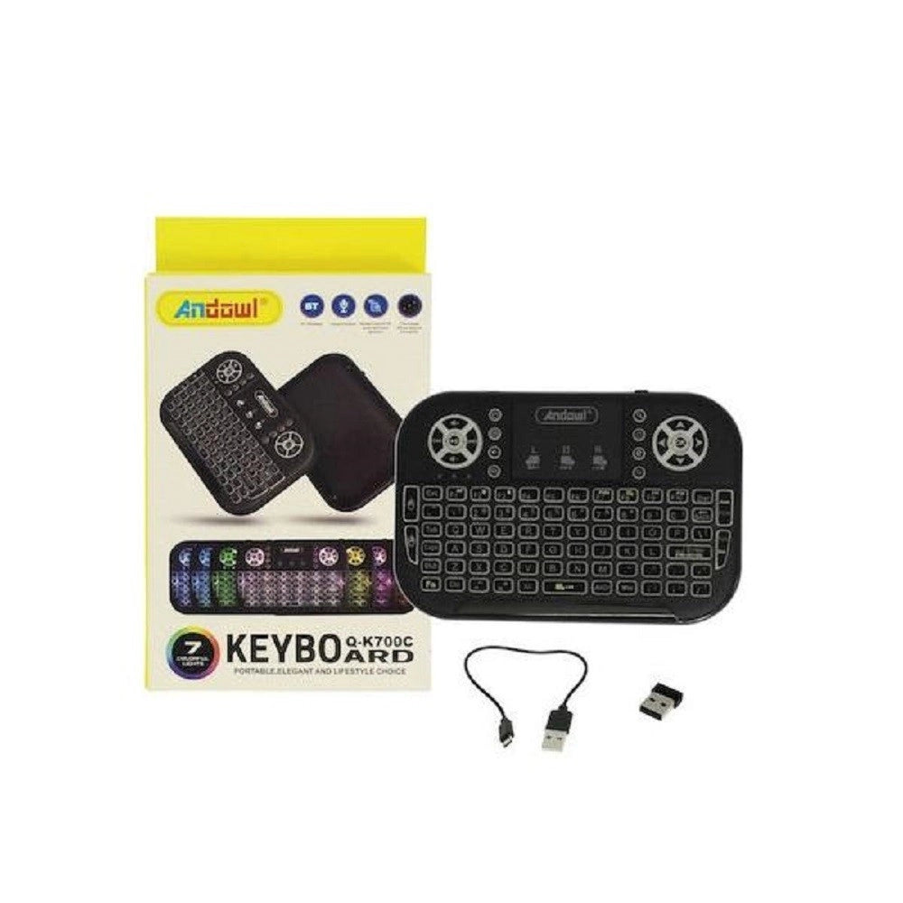 Trade Shop - Mini Tastiera Wireless Bluetooth Ricaricabile Q-k700c Con Touchpad Inglese Usa -