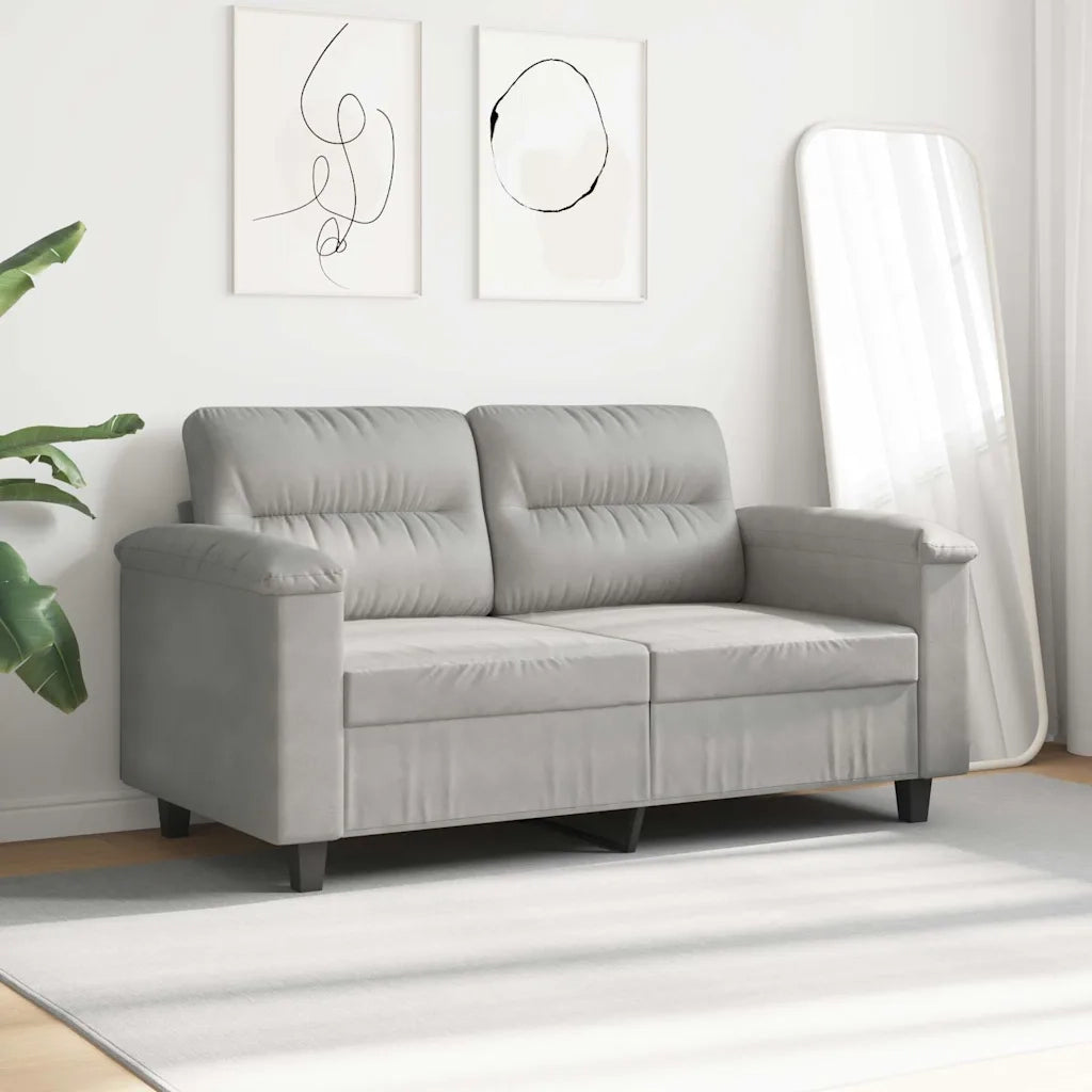 Divano a 2 Posti-Sofa 2 Posti Grigio Chiaro 120 cm in Tessuto Microfibra