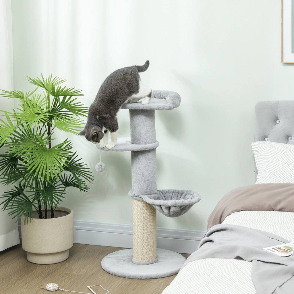 Letto per Gatti con Tiragraffi e Amaca ¨C Minimal ¨C Grigio Chiaro 103.5 cm