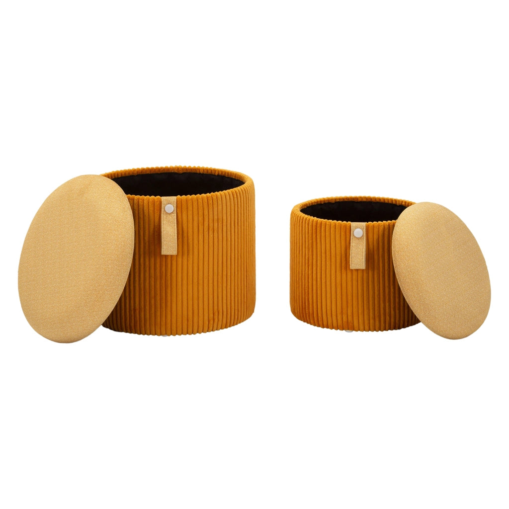 Fianar, Pouf Contenitore set da 2, 38x38x38h cm Arancione