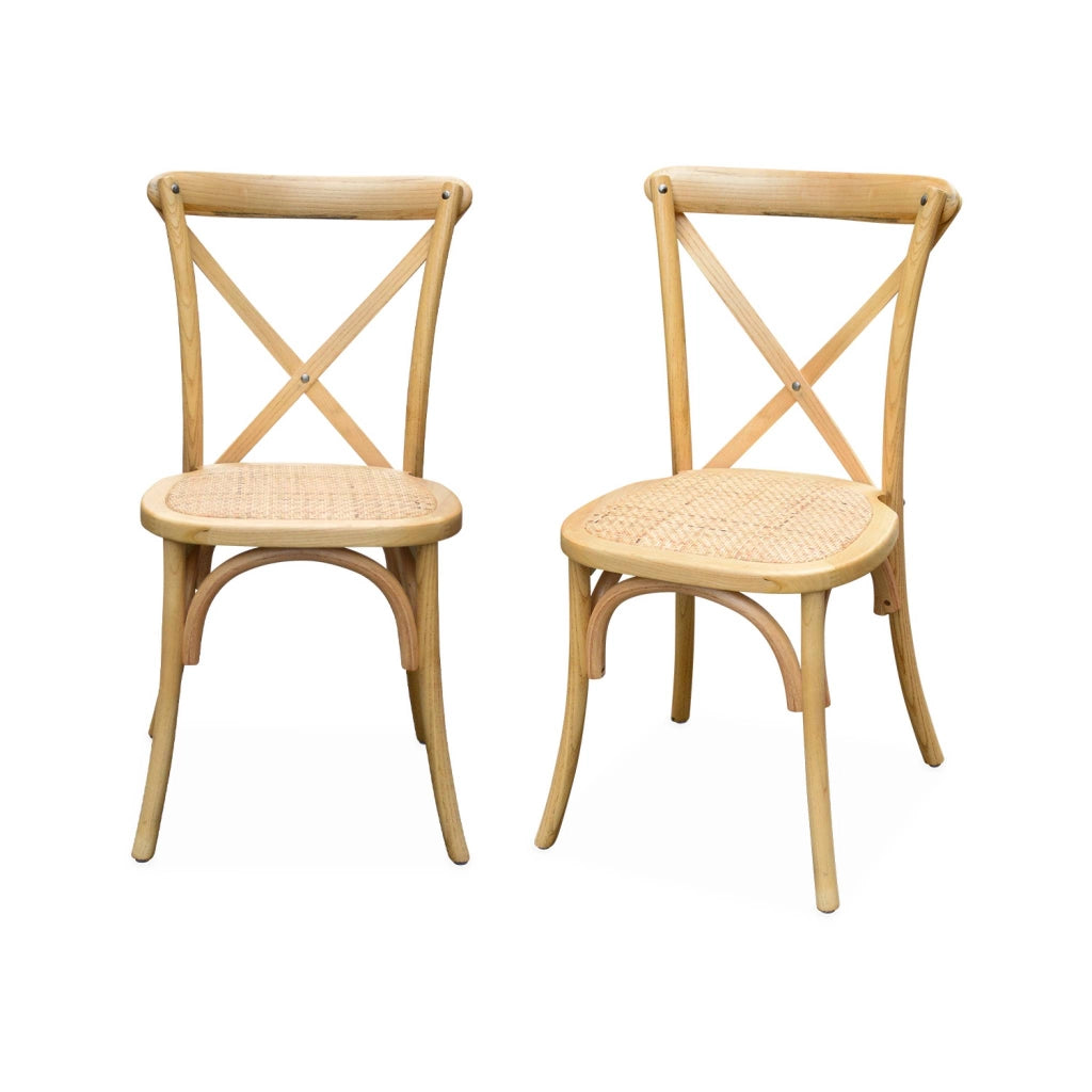 Set 2 sedie bistrò vintage in legno, marrone naturale