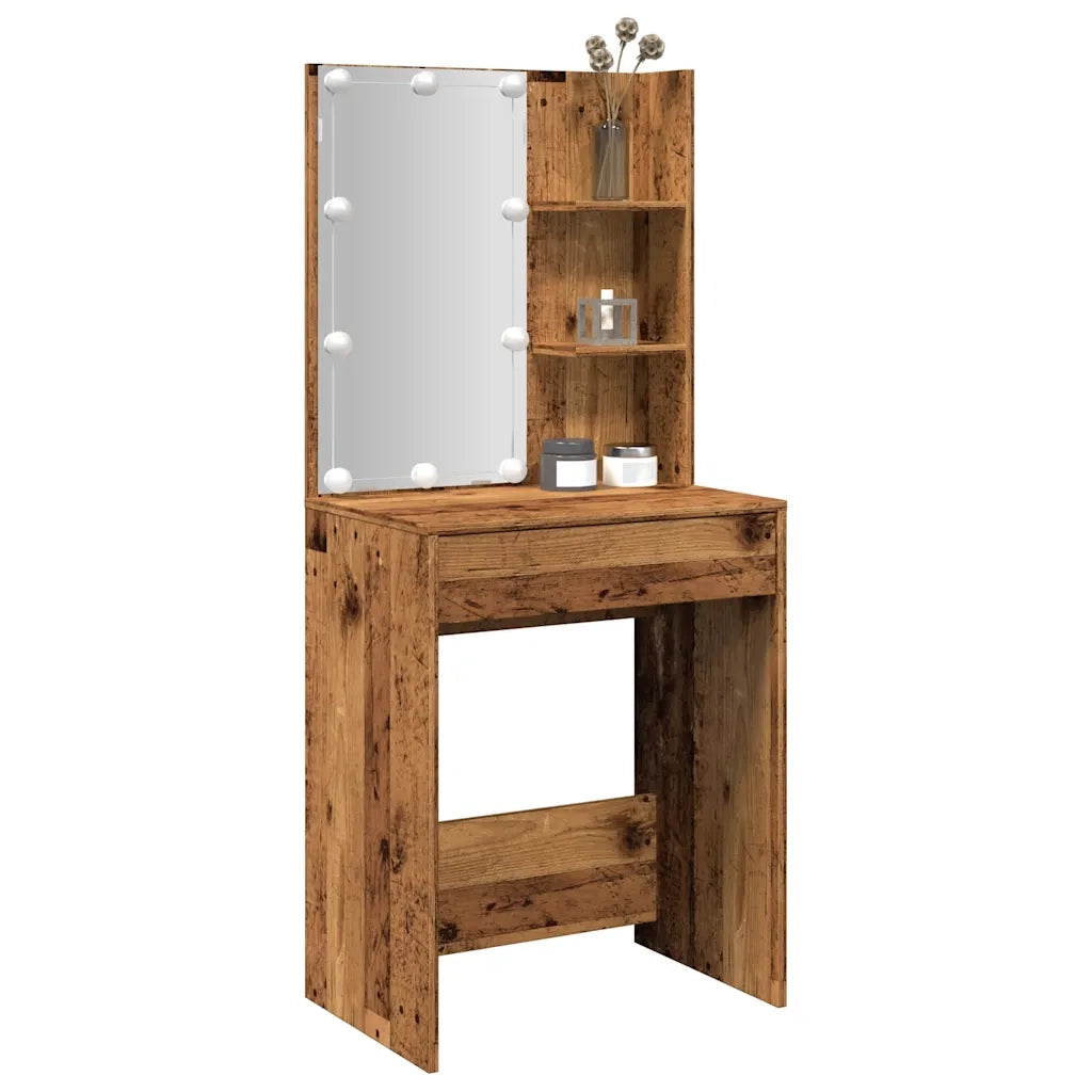 Toeletta con LED Legno Antico 60x40x140 cm 856999