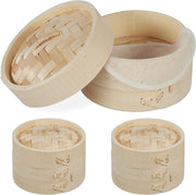 Stomatore per Riso Dim Sum a Bambù 3 Cestelli Stoviglie Ø 135 cm Naturale