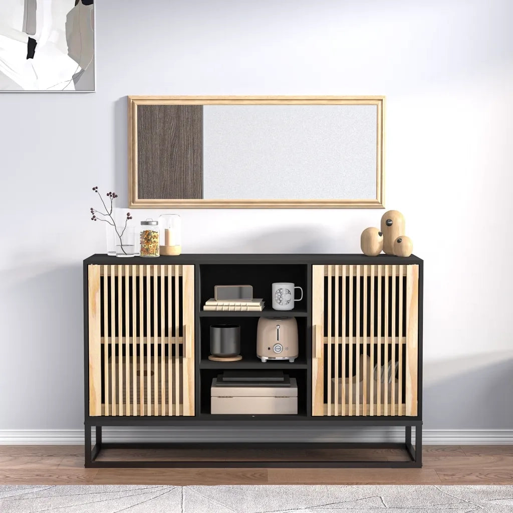 Credenza Nera 105x30x65 cm in Legno Multistrato 352119