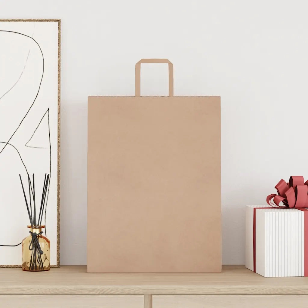 Sacchetti di Carta 250 pz con Manici Marrone 32x12x42 cm CFW8617824