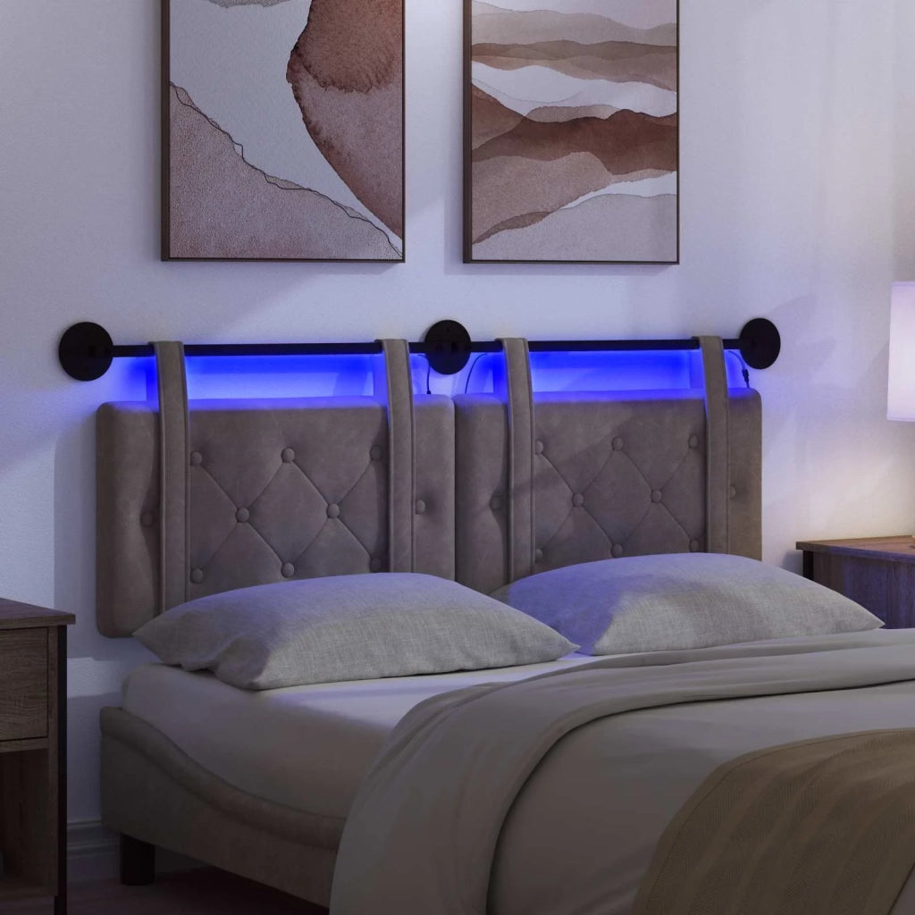 Testiera | Testata sospesa Con luce LED Grigio PU Antico