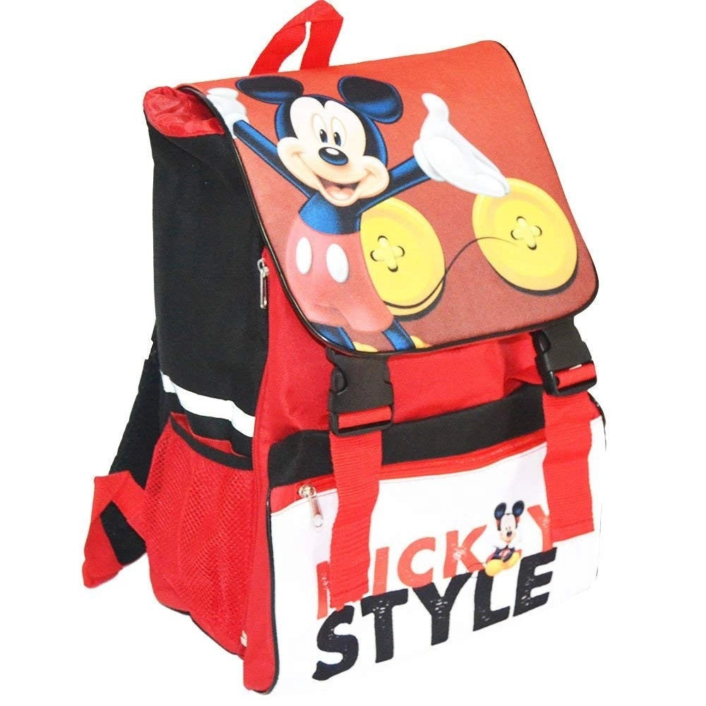 Trade Shop - Kit Scuola School Pack Zaino Estensibile + Astuccio 3 Zip Disney Mickey Mouse -