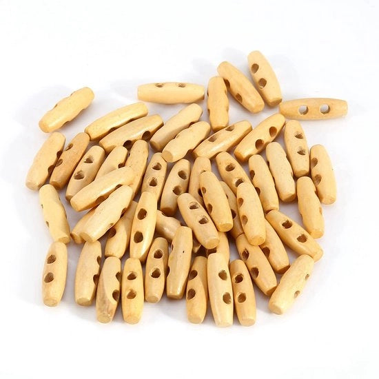 Chiodini in legno 50 pezzi - Chiodini per duffle - 30 mm di diametro - Adatti per cucire/tessere - Chiodini a doppia foratura