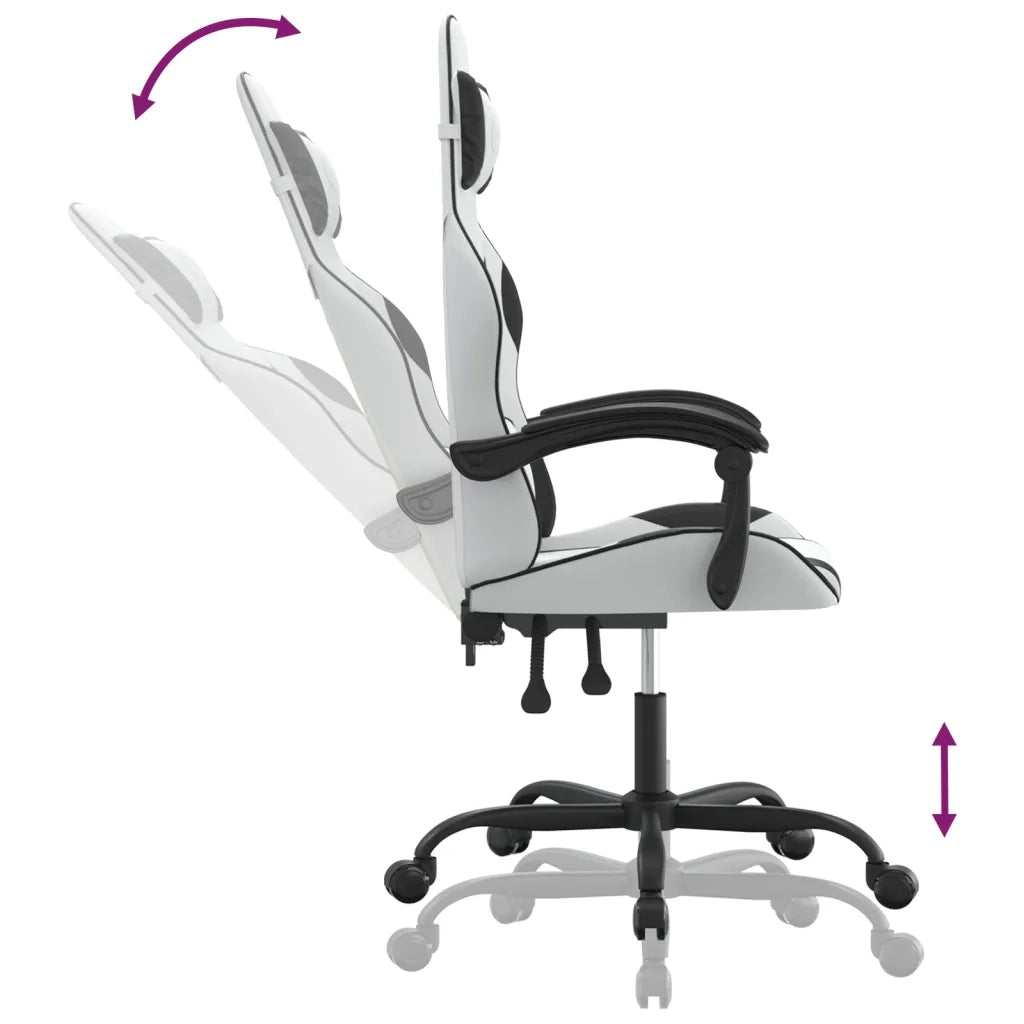 Sedia da Gaming Bianco e Nero in Similpelle 3143876