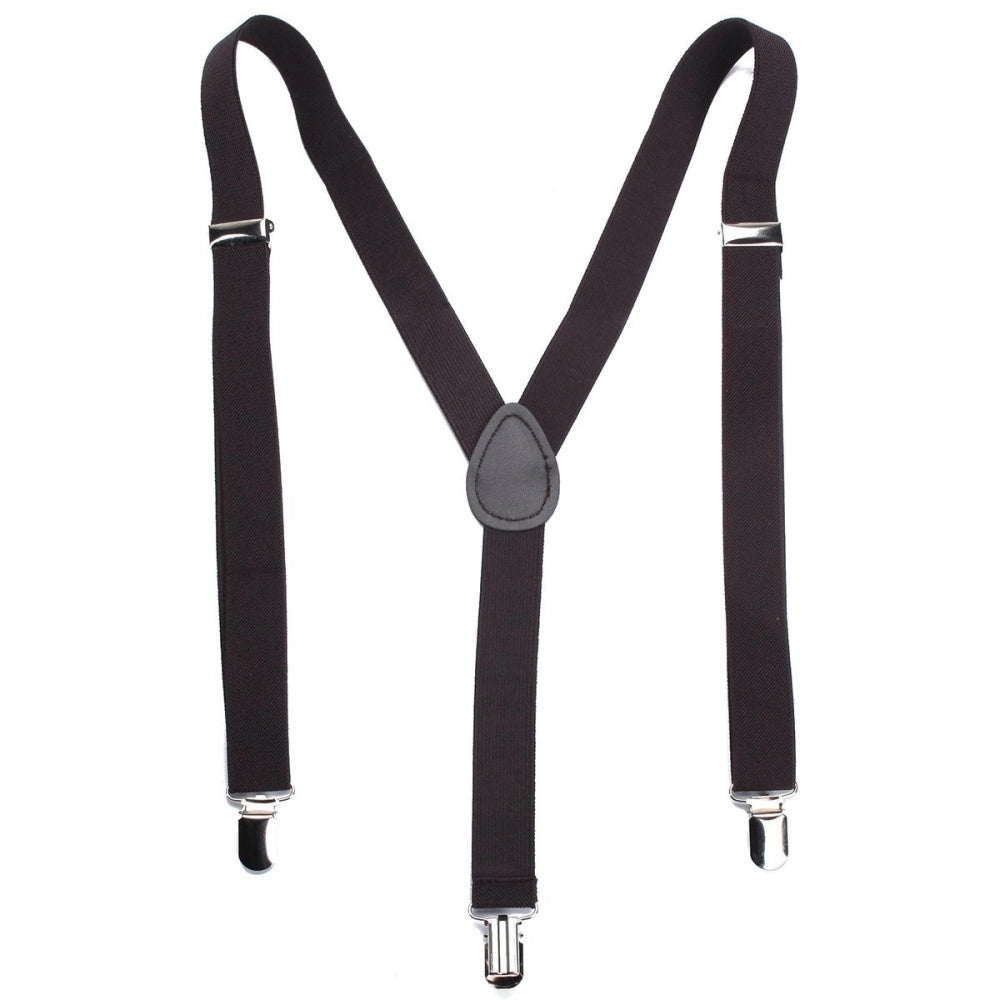 Trade Shop - Bretelle Marrone Uomo Donna Con Clip Unisex Elasticizzate Regolabili Braces -