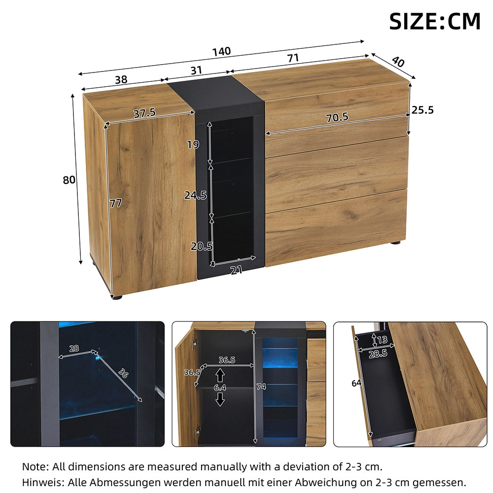 Console - Xylo - 3 cassetti vetrina 140cm moderno