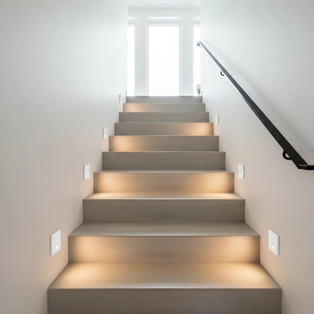 Faretto segnapassi LED incasso 4W 3000K dimmerabile luce per interni scale gradini ingresso Quadrato Bianco 230V