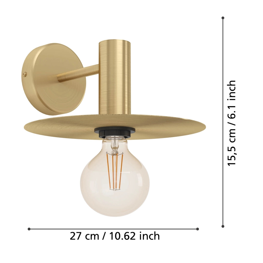 Applique Moderna Escandell Acciaio Ottone Spazzolato 1 Luce E27