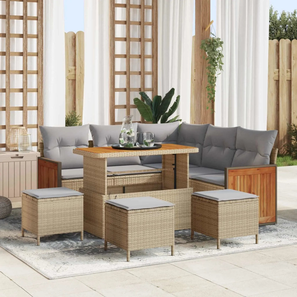 Set Divano da Giardino con cuscino 9 pcs Beige e Grigio Chiaro 3363182
