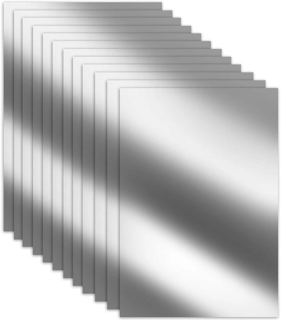 Specchio adesivo 12 pezzi - Autoadesivo - Flessibile - Decorazione per parete - Bagno - Finitura dorata - Foglio di vetro specchiante