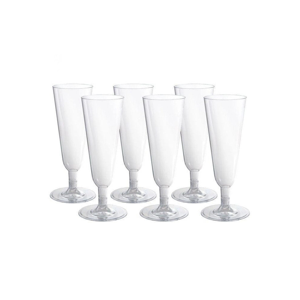 Trade Shop - 6 Flute Bicchieri Plastica Trasparenti Calice Spumante Champagne Feste Natale -