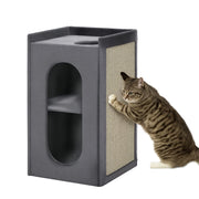 Tiragraffi per gatti con 2 tane e superficie per sdraiarsi ¨C zephmum ¨C grigio + naturale