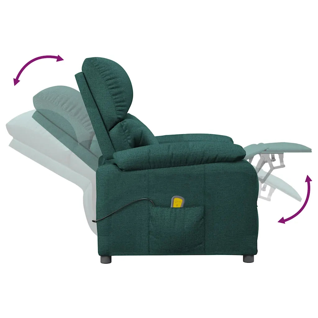 Poltrona Massaggiante Verde Scuro in Tessuto 342464