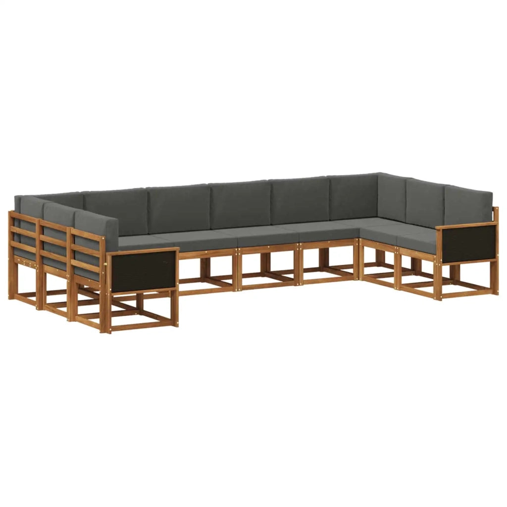 Set di divani da esterno 10 pz Naturale e Antracite 3385563