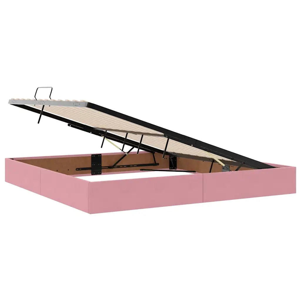 Letto con contenitore e materasso Rosa 200 x 200 cm Velluto 3371996