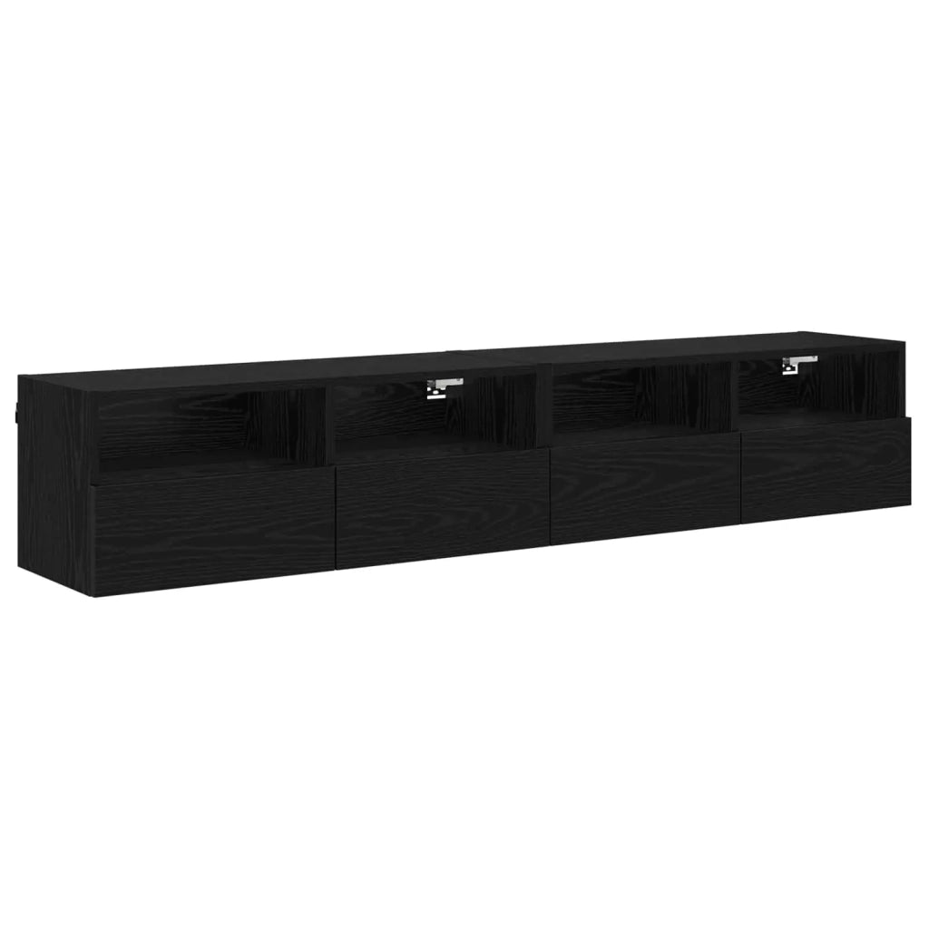 Mobiletti TV da Parete 2 pz | Armadietto TV | Mobile Porta TV Rovere Nero 80 x 30 x 30 cm