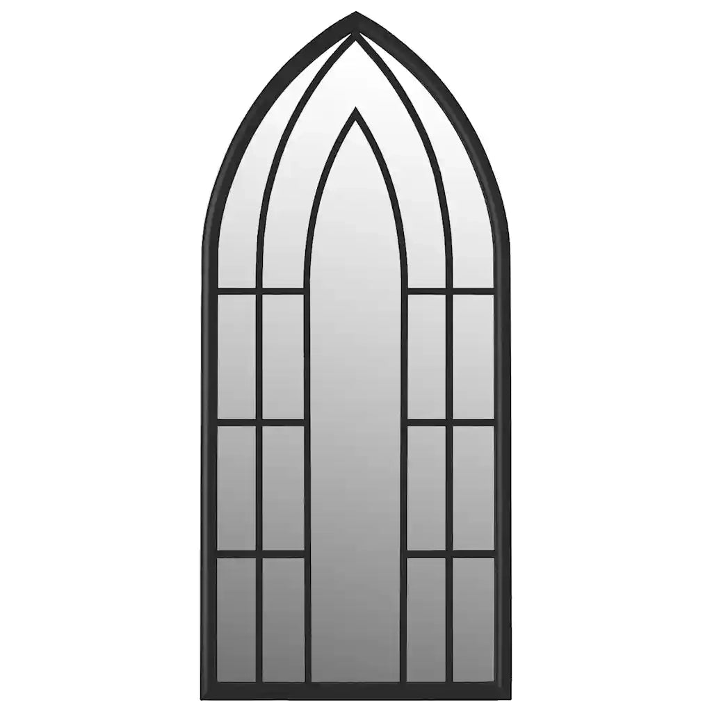 Specchio da Giardino Nero 70x30 cm in Ferro per Uso Esterno