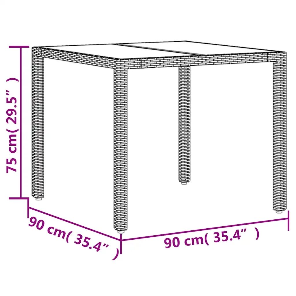 Set Pranzo da Giardino 5pz con Cuscini Polyrattan e Vetro 3278574