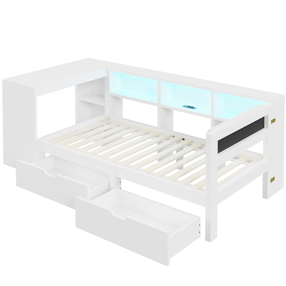Letto contenitore - Xylo - 90x200 cm LED bianco